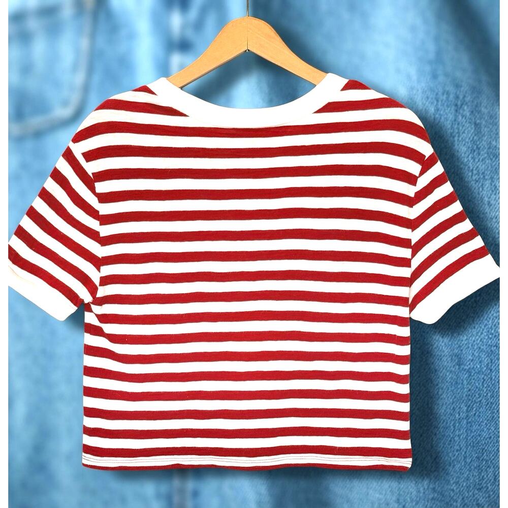GUESS X A$AP Rocky Red White Stripe Crop T-Shirt  XS